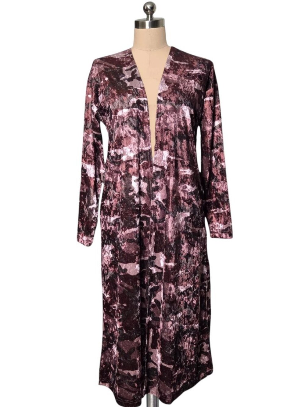 New LULAROE Purple Camo Print  Velvet Long Duster Kimono S